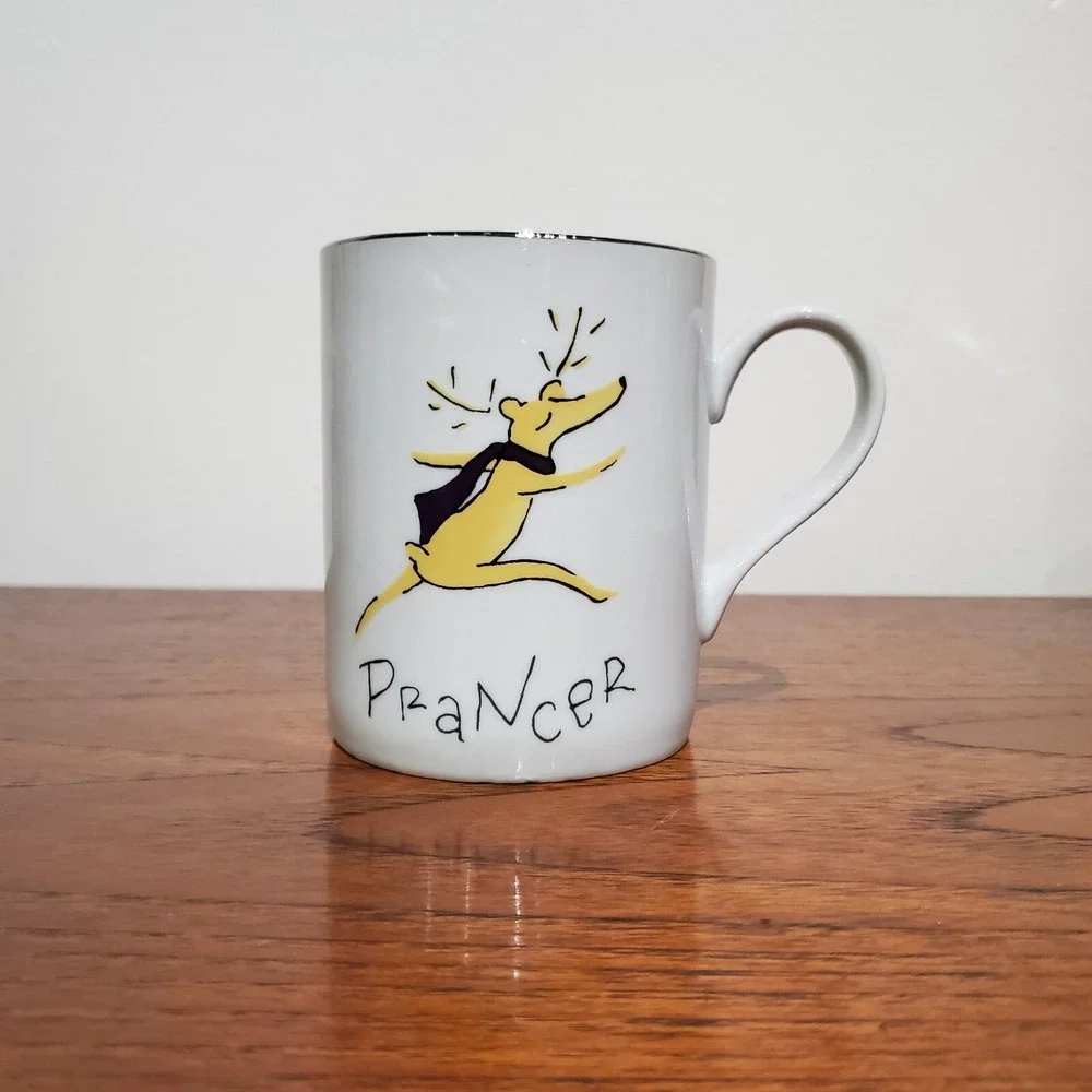 Pottery‎ Barn Christmas Holiday Prancer Reindeer Coffee Mug Cup